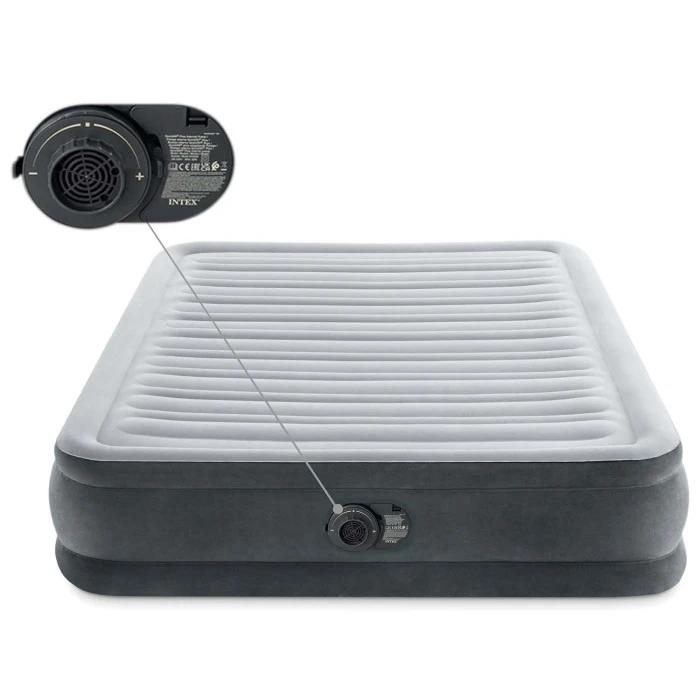 Матрас надувной Intex 67768ND со встроенным электронасосом 191x137x33 см, серый