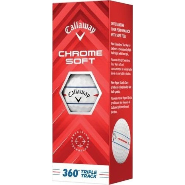 Мячи для гольфа Callaway Chrome Soft 2024 3 шт, белые