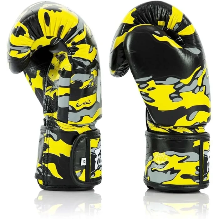 Рукавички боксерські шкіряні з бинтами Fairtex BGV-ONE X STBG 12 унцій, жовті