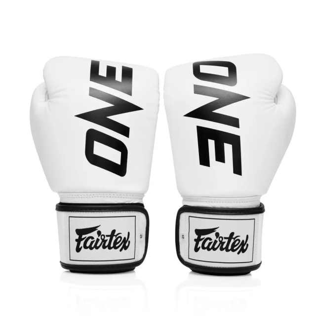 Рукавички боксерські шкіряні з бинтами Fairtex BGV1-ONE 12 унцій, білі