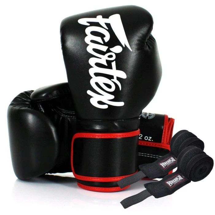 Перчатки боксерские с бинтами Fairtex BGV14 Black 16 унций