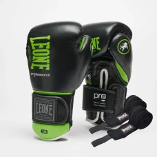 Рукавички боксерські з бинтами Leone GN115 PROFESSIONAL 2 розмір 14 унцій, чорні