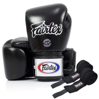 Рукавички боксерські шкіряні з бинтами Fairtex BGV1 16 унцій, чорні