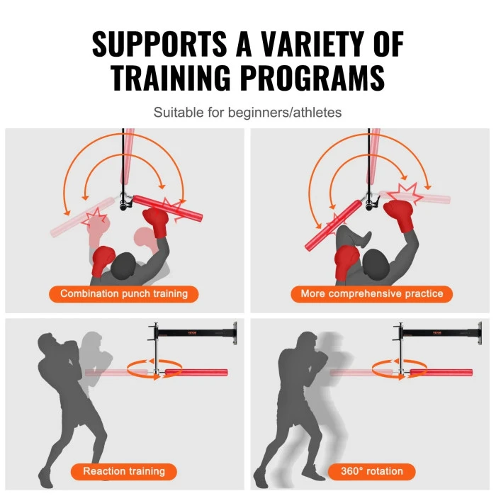 Настенный боксерский гриф VEVOR, черно-красный