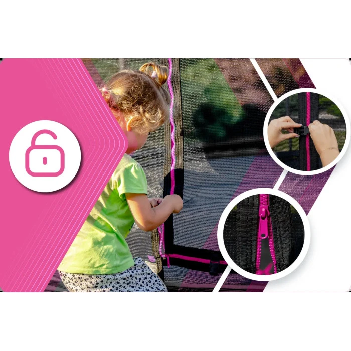 Батут THUNDER INSIDE ULTRA с внутренней сеткой 8 футов 244 см черно-розовый