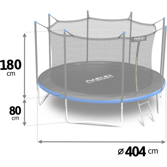 Батут Neo-Sport с внутренней сеткой 13 футов 404 см черно-синий