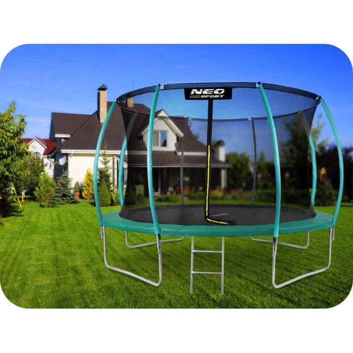 Батут Neo-Sport с внутренней сеткой 12,5 фута 374 см зеленый