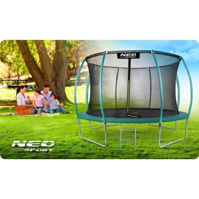 Батут Neo-Sport с внутренней сеткой 12,5 фута 374 см зеленый