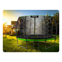 Батут Neo-Sport с внутренней сеткой 14 футов 435 см черно-зеленый