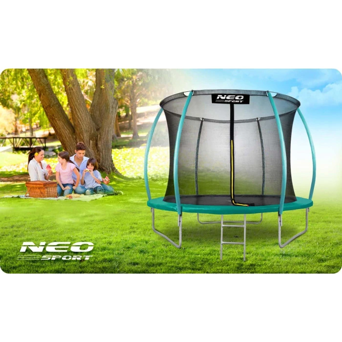 Батут Neo-Sport з внутрішньою сіткою 10 футів 312 см зелений
