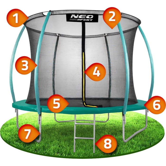 Батут Neo-Sport з внутрішньою сіткою 10 футів 312 см зелений