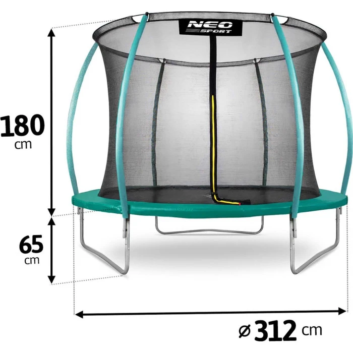 Батут Neo-Sport з внутрішньою сіткою 10 футів 312 см зелений