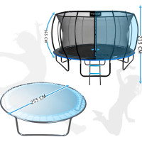 Батут THUNDER INSIDE ULTRA з внутрішньою сіткою 8 футів 255 см чорно-блакитний
