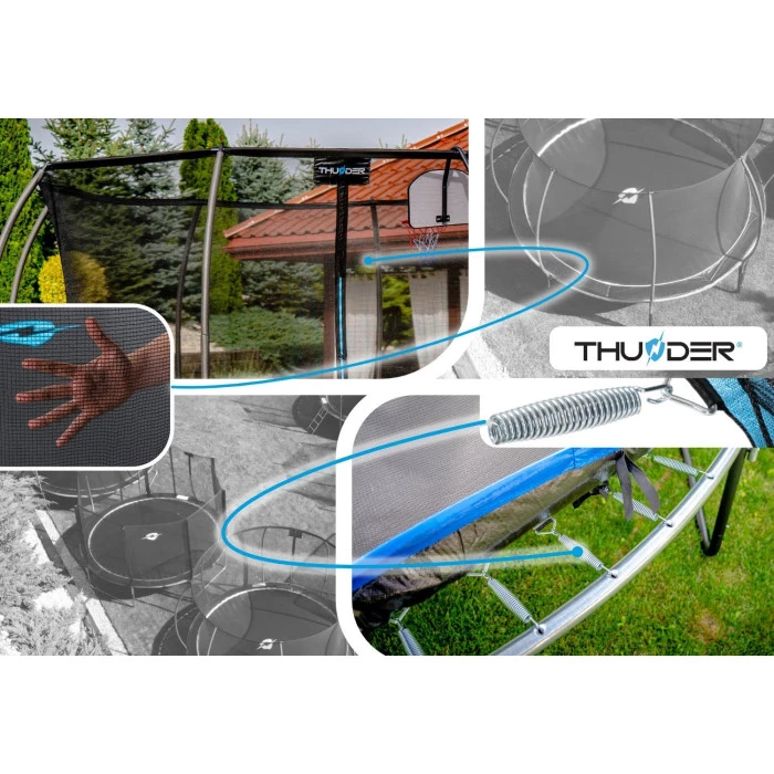 Батут THUNDER INSIDE ULTRA с внутренней сеткой 8 футов 255 см черно-голубой