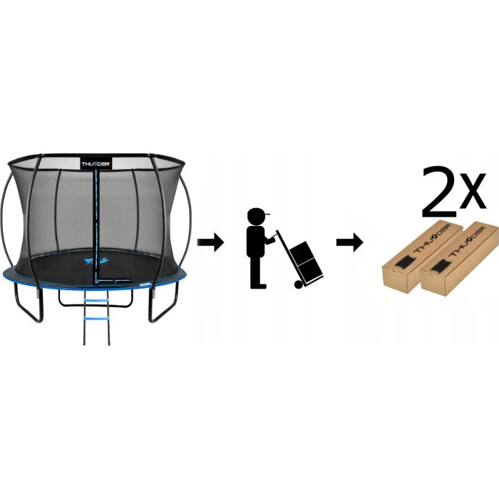 Батут THUNDER INSIDE ULTRA с внутренней сеткой 8 футов 255 см черно-голубой