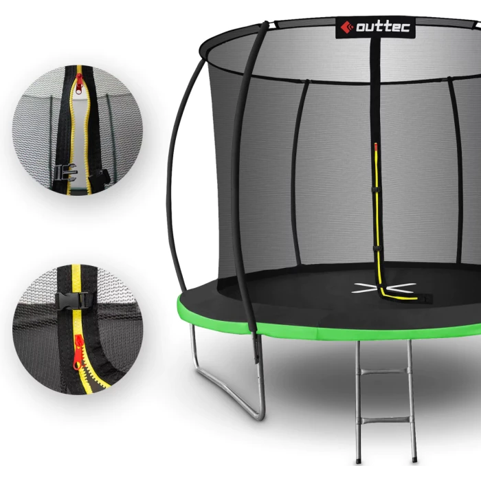 Батут OUTTEC Pumpkin с внутренней сеткой 12 футов 374 см черно-зеленый