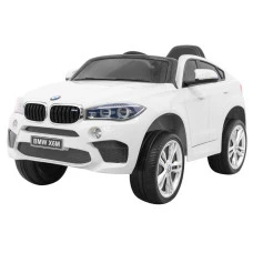 Детский электромобиль BMW X6M белый+пульт+EVA+свободный запуск+аудио панель+LED