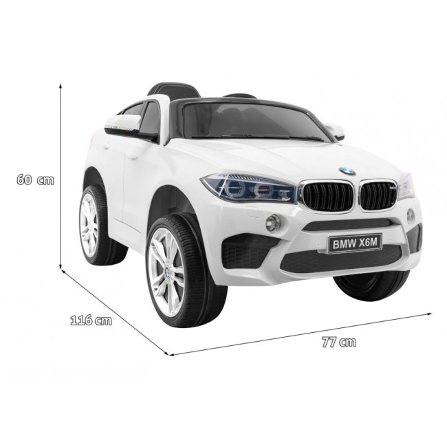 Детский электромобиль BMW X6M белый+пульт+EVA+свободный запуск+аудио панель+LED