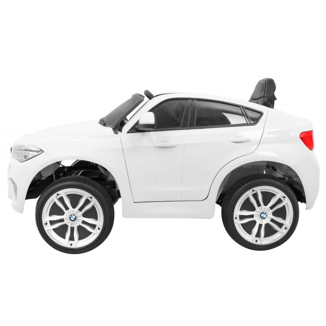 Детский электромобиль BMW X6M белый+пульт+EVA+свободный запуск+аудио панель+LED