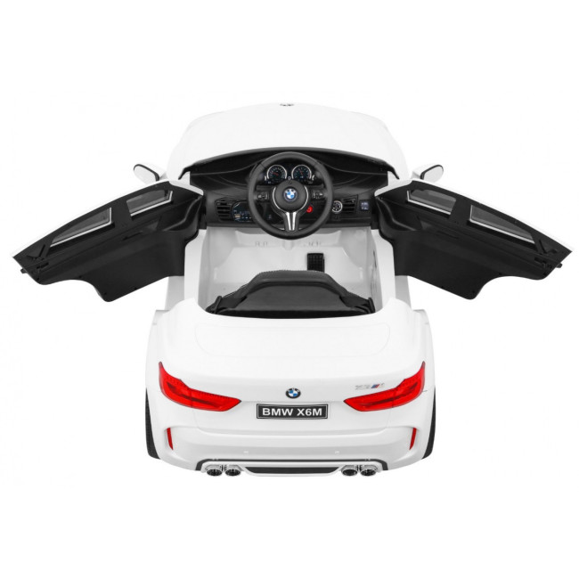 Детский электромобиль BMW X6M белый+пульт+EVA+свободный запуск+аудио панель+LED