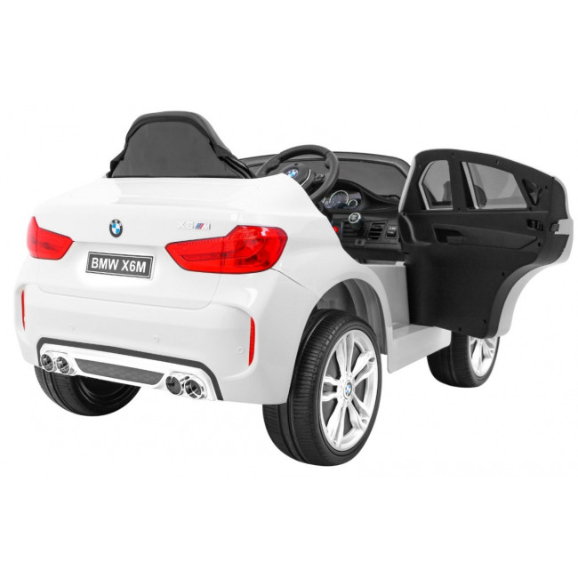 Детский электромобиль BMW X6M белый+пульт+EVA+свободный запуск+аудио панель+LED