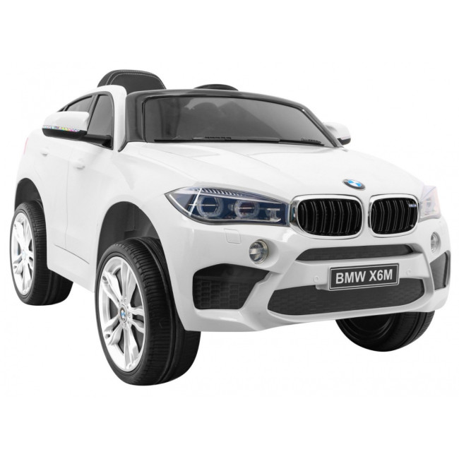 Детский электромобиль BMW X6M белый+пульт+EVA+свободный запуск+аудио панель+LED