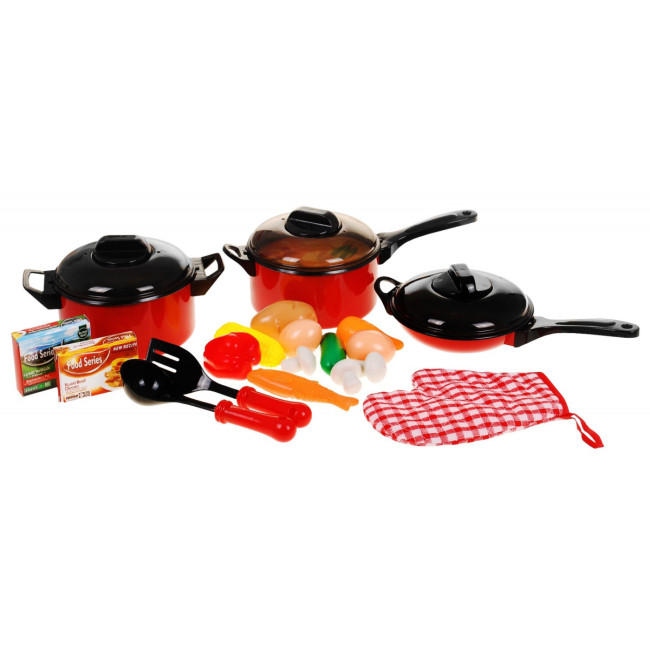Детский набор Red Chef 3+ Кастрюли + Кухонная утварь + Бутафорская еда 22 шт.