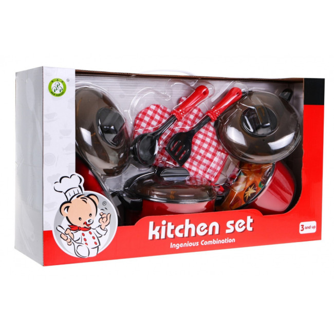 Детский набор Red Chef 3+ Кастрюли + Кухонная утварь + Бутафорская еда 22 шт.