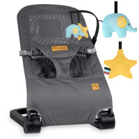 Кресло-качели для младенцев Nukido с игрушками, серое