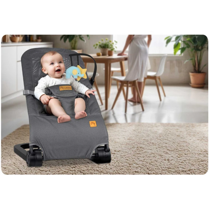 Крісло-гойдалка для немовлят Nukido з іграшками, сіре