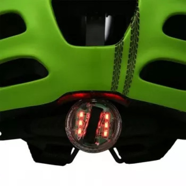 Детский защитный шлем со светодиодной лампой MTW01 LED NILS EXTREME - зеленый с машинкой/размер XS (44-48 см)