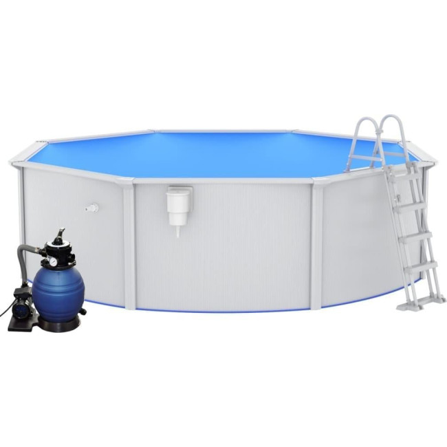 Бассейн каркасный vidaXL 460 x 120 см, белый + насос с песочным фильтром + стремянка.