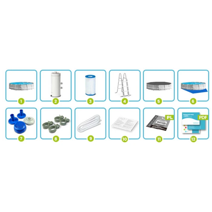 Бассейн каркасный 12в1 INTEX 26720, 427 x 107 см, серый