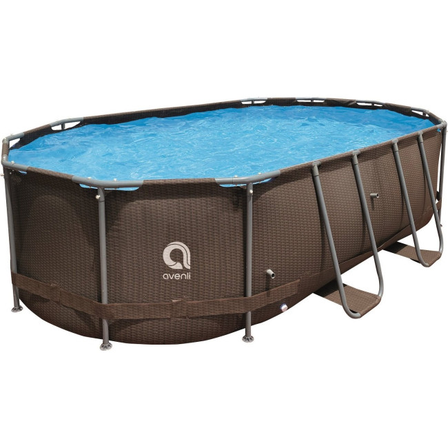 Бассейн каркасный овальный Avenli Super Rattan 427 x 275 x 100 см, коричневый