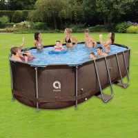 Басейн каркасний овальний Avenli Super Rattan 427 x 275 x 100 см, коричневий