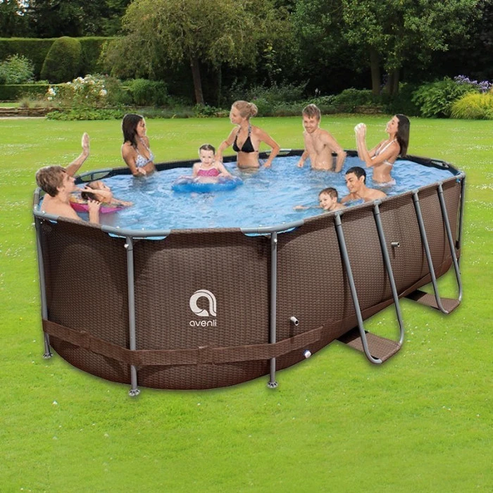 Бассейн каркасный овальный Avenli Super Rattan 427 x 275 x 100 см, коричневый