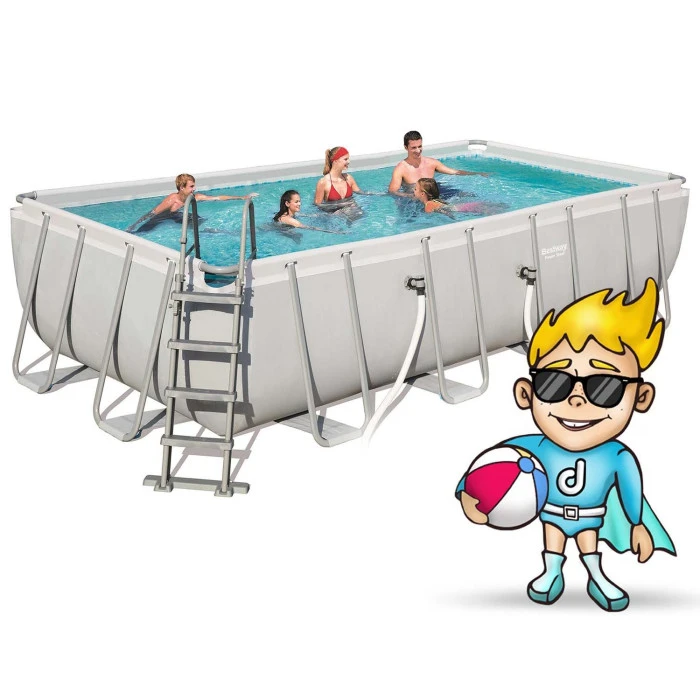 Бассейн каркасный прямоугольный Bestway Power Steel 549x274 см (56466) - светло-серый.