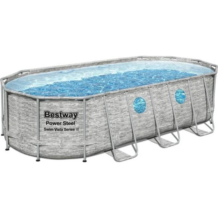 Бассейн каркасный овальный Bestway 56716, 549x274x122 см, светло-серый