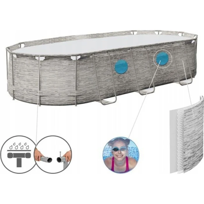 Бассейн каркасный овальный Bestway 56716, 549x274x122 см, светло-серый