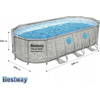 Басейн каркасний овальний Bestway 56716, 549x274x122 см, світло - сірий