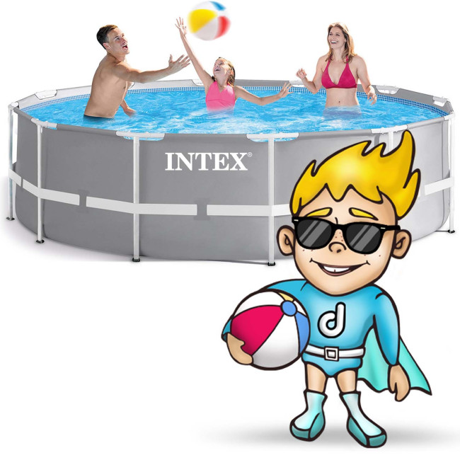 Бассейн каркасный 17в1 INTEX 26716, 366 x 99 см, серый