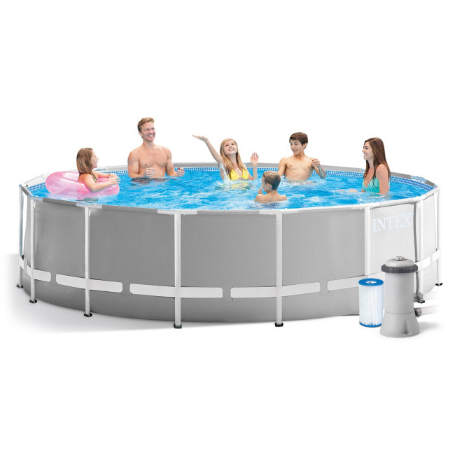 Бассейн каркасный 17в1 INTEX 26726, 457 x 122 см, серый