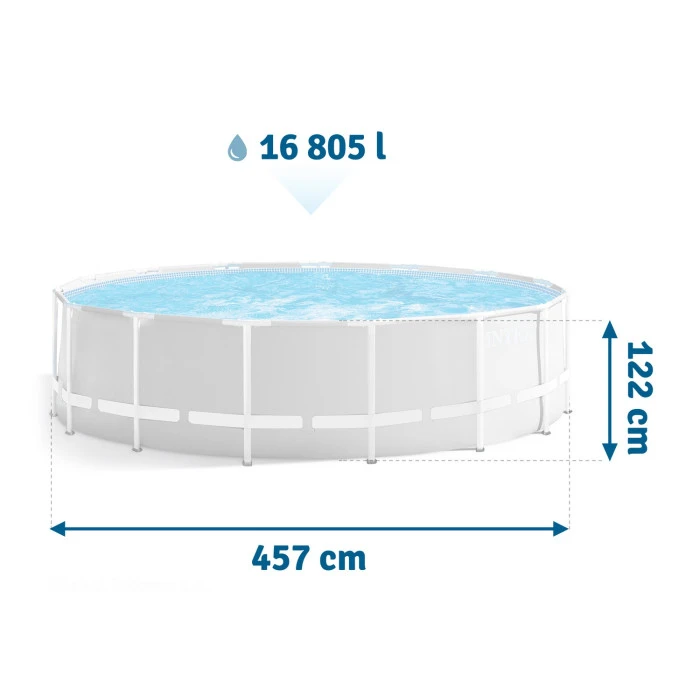 Бассейн каркасный 17в1 INTEX 26726, 457 x 122 см, серый