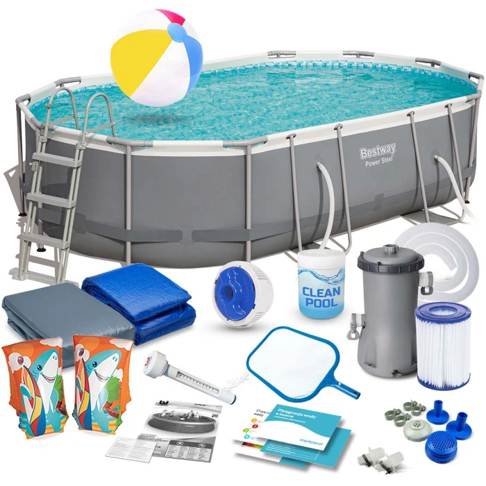 Басейн каркасний овальний 18в1 Bestway 56448, 488 x 305 x 107 см