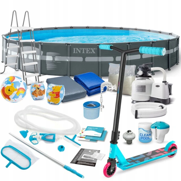 Бассейн каркасный 20в1 Intex 26340 732 х 132 см с самокатом Soke GO