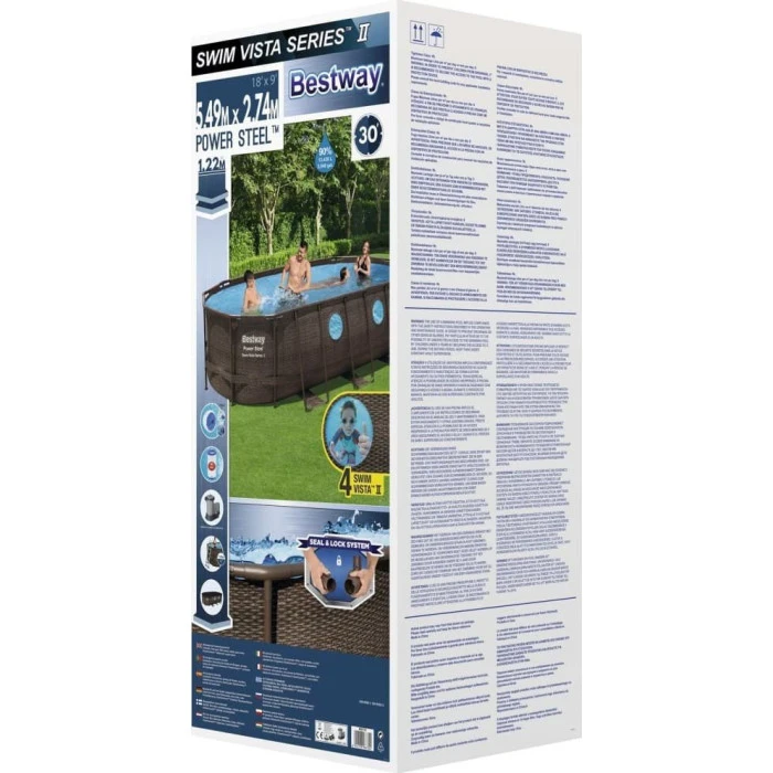 Бассейн каркасный овальный 5в1 Bestway 56716 Power Steel 549x274 см - коричневый