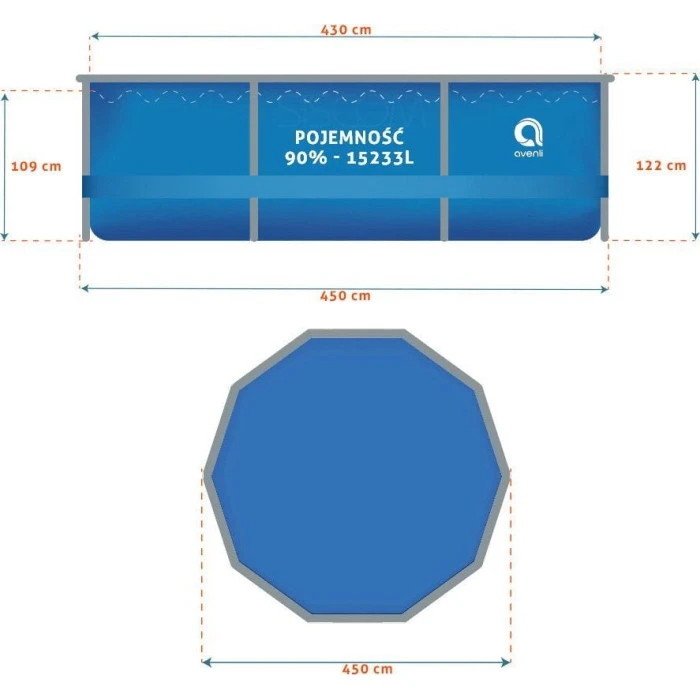 Бассейн каркасный 18в1 Avenli 450 см