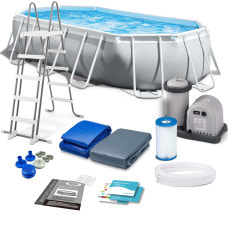 Бассейн каркасный овальный 12в1 INTEX 26796, 503 x 274 x 122 см, серый