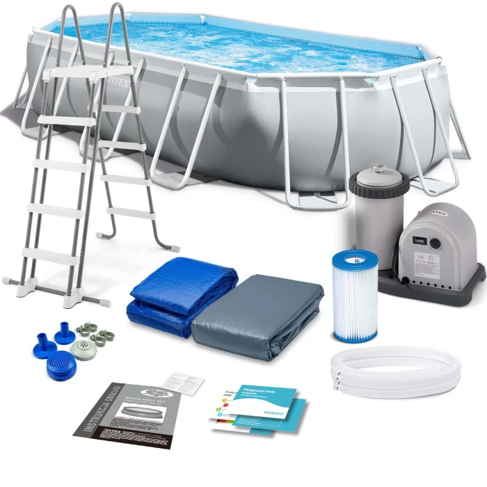 Бассейн каркасный овальный 12в1 INTEX 26796, 503 x 274 x 122 см, серый