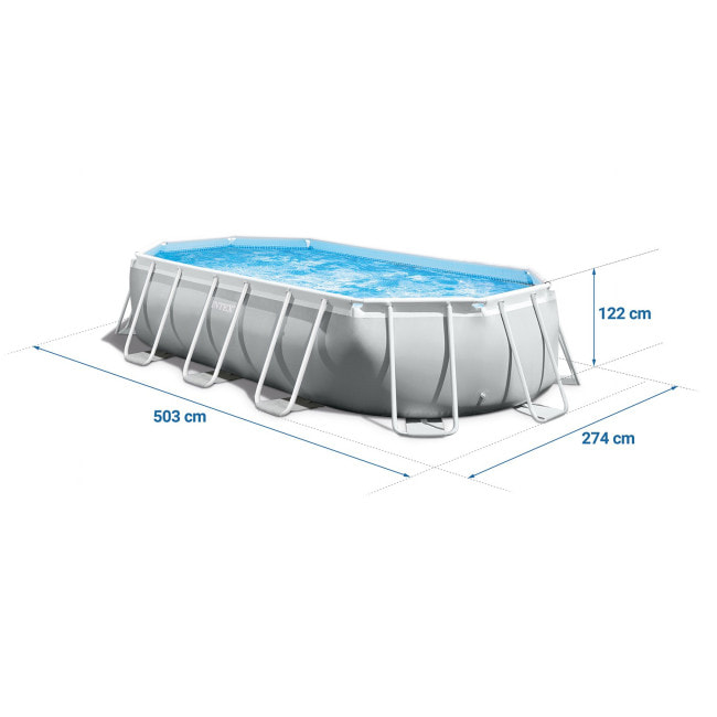Бассейн каркасный овальный 12в1 INTEX 26796, 503 x 274 x 122 см, серый